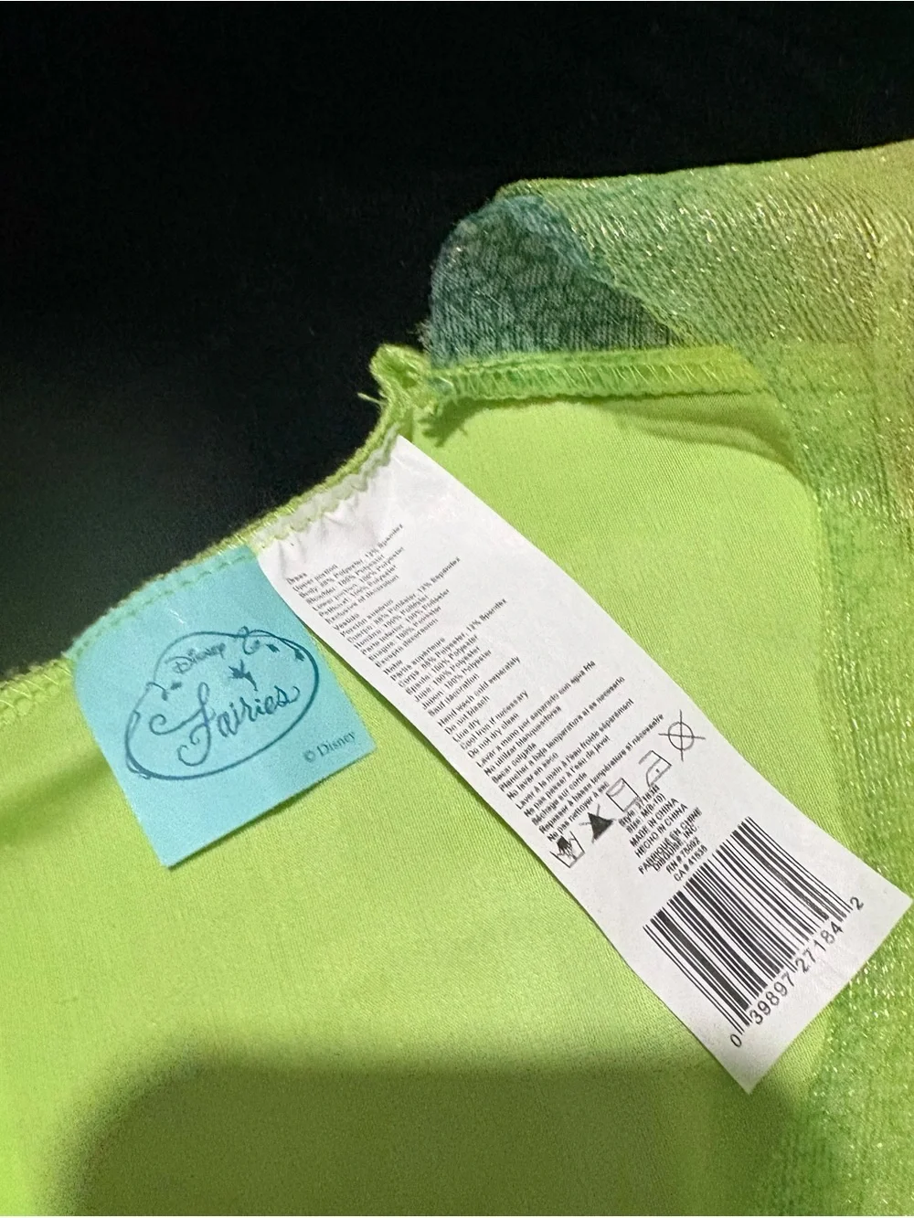 Child’s Disney Bright Lime Green Fairy Costume. OS